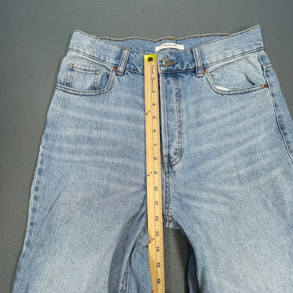 PacSun Blue Two Tone Baggy High Rise Wide Leg Button Fly Jeans Womens 28